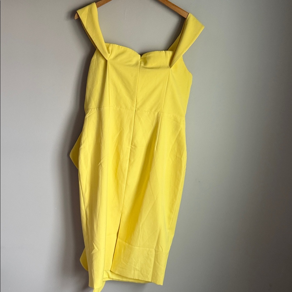 NEW Lavish Alice Yellow Bardot Midi Dress 12 - Picture 3 of 11